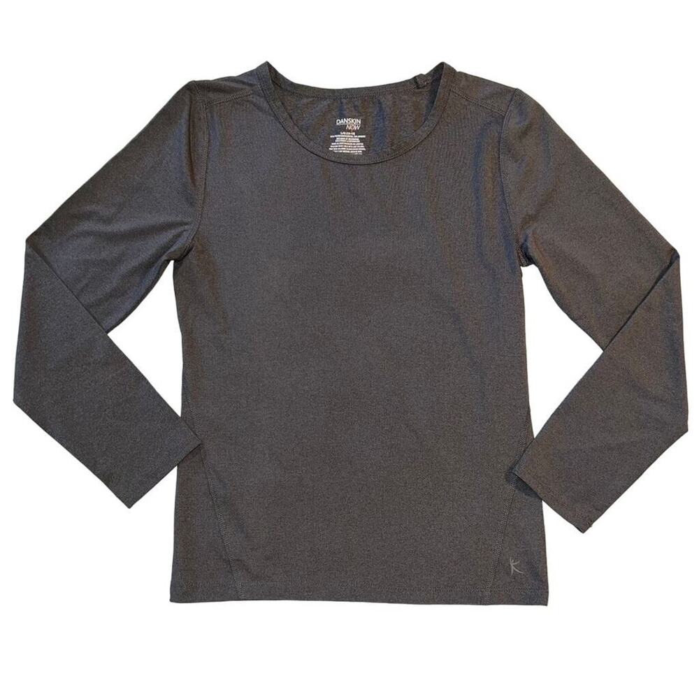 Danskin Now Girls TShirt Tee Athletic Long Sleeve Dark Gray Pullover Large 10 12